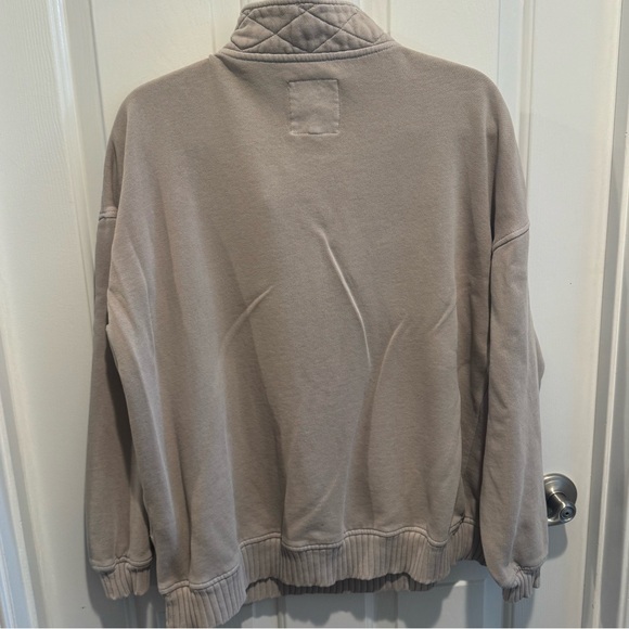 Aerie Tan Quarter Snap Pullover Sweatshirt Size S - Picture 3 of 13
